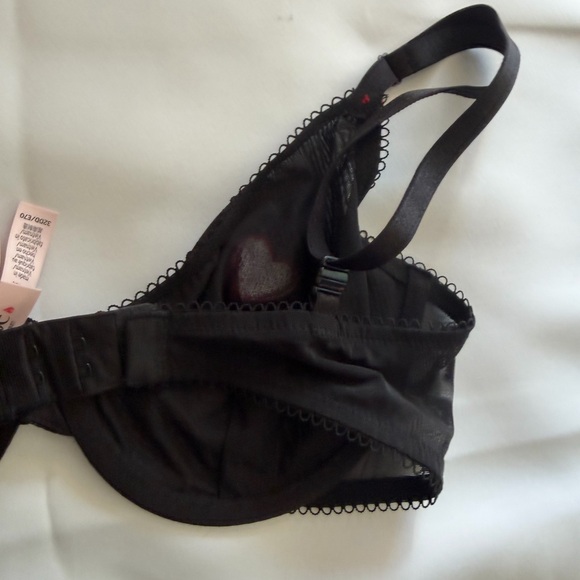 Victoria’s Secret Red Heart Lollipop Unlined Demi Bra Black Sheer Mesh 32DD NWT - Picture 6 of 6